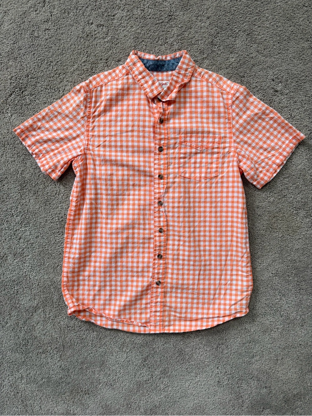 Boys Cat & Jack Short-Sleeve Orange Gingham Button-Up Shirt